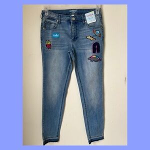 NWT Cat & Jack Light Blue Ankle Jeans with Fun Patches